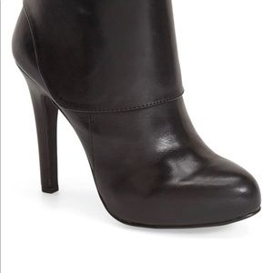 like-new black fold-over leather booties